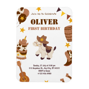 第1誕生日ロデオボーイフレックス第1招待状 マグネット
