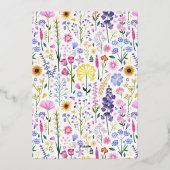 第1誕生日ワイルドフラワー春サマーベビーガール 箔招待状 (裏面)