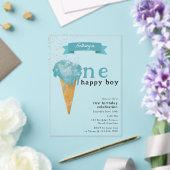 第1誕生日ワンハッピーボーイブルーアイスクリーム アクリル招待状 (インサイチュ (ウェディング))