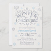 第1誕生日冬オンダーランドシルバースノーフレークB 招待状 (正面)