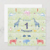 第1誕生日動物誕生日招待状 招待状 (正面/裏面)