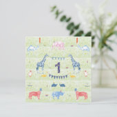 第1誕生日動物誕生日招待状 招待状 (スタンド正面)