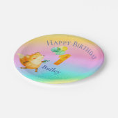 第1誕生日名前をカスタムするレインボーバルーン ペーパープレート (アングル)