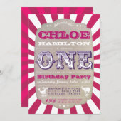 第1誕生日回路カーニバルパーティの招待状 招待状 (正面/裏面)