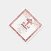 第1誕生日回転木馬フローラグリッター スタンダードカクテルナプキン (角)