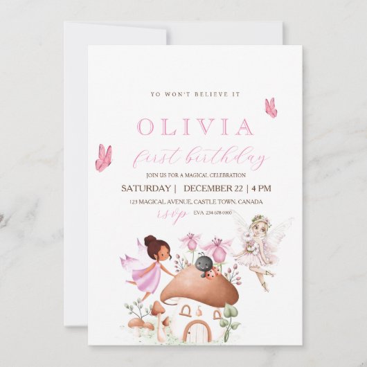 第1誕生日妖精パーティーガーデンピクシーガールズ 招待状 (正面)