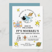 第1誕生日宇宙飛行士宇宙パーティー 招待状 (正面/裏面)