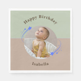 第1誕生日射撃、 発砲スターグリーンブラウン スタンダードランチョンナプキン