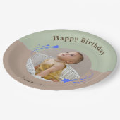 第1誕生日射撃、 発砲スターグリーンブラウン ペーパープレート (アングル)