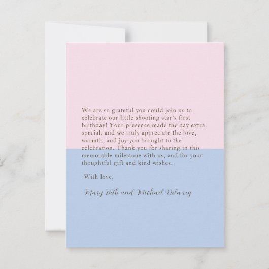 第1誕生日射撃、 発砲スターサンキューカード サンキューカード (裏面)