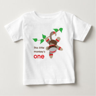 第1誕生日小さい猿のワイシャツ ベビーTシャツ