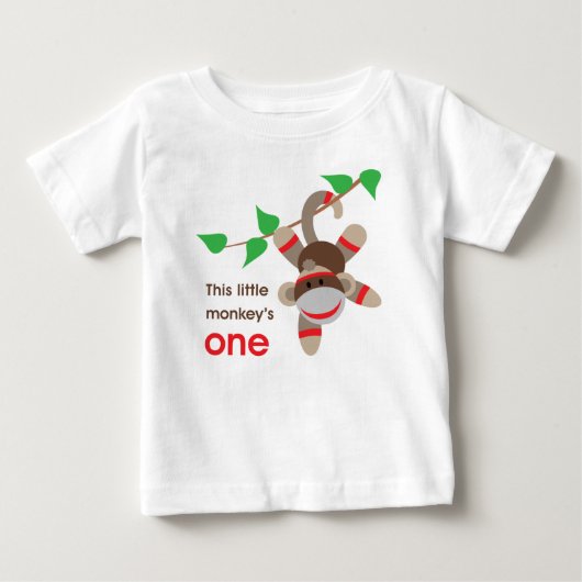 第1誕生日小さい猿のワイシャツ ベビーTシャツ (正面)