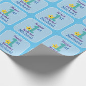 第1誕生日少年ブルーイエロースター(名前あり) ラッピングペーパー (角)