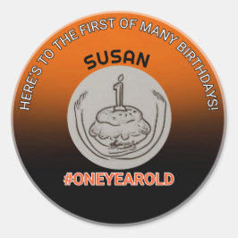 第1誕生日応援: #OneYearOldラウンドステッカー ラウンドシール