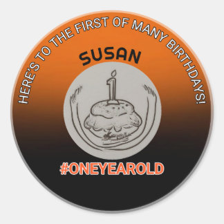 第1誕生日応援: #OneYearOldラウンドステッカー ラウンドシール