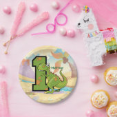 第1誕生日恐竜カスタムパーティー ペーパープレート (パーティー)