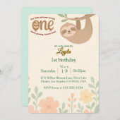 第1誕生日招待状カード – キュートスロッス&ガード 招待状 (正面/裏面)