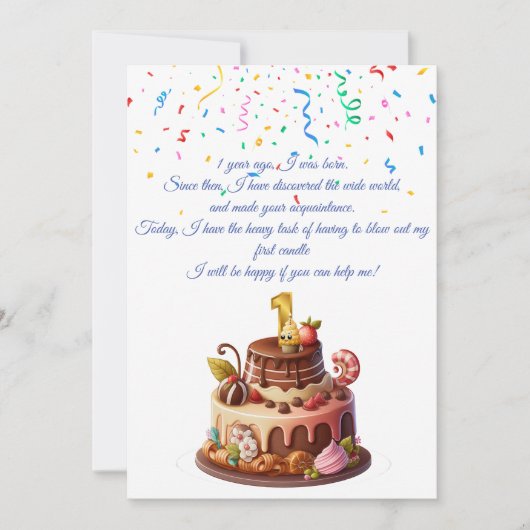 第1誕生日招待状キャンドル 招待状 (正面)