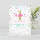 第1誕生日招待状第1招待状ガール紙吹雪 招待状 (スタンド正面)