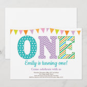 第1誕生日招待状。ガールファースト誕生日 招待状 (正面/裏面)