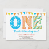 第1誕生日招待状。ボーイファースト誕生日 招待状 (正面)