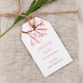 第1誕生日春さくらんぼ花咲きフローラかわいい ギフトタグ