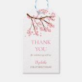 第1誕生日春さくらんぼ花咲きフローラかわいい ギフトタグ (正面)