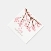 第1誕生日春さくらんぼ花咲きフローラかわいい スタンダードカクテルナプキン (角)