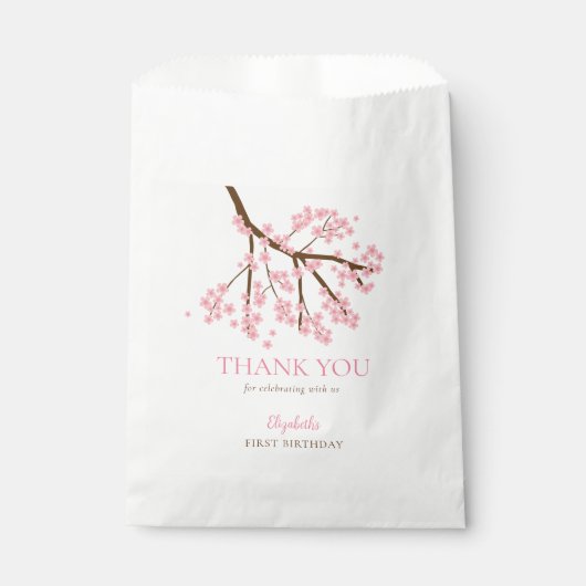 第1誕生日春さくらんぼ花咲きフローラかわいい フェイバーバッグ (正面)
