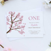 第1誕生日春さくらんぼ花咲きフローラかわいい 招待状