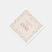 第1誕生日水彩ワイルドフラワーバタフライ スタンダードカクテルナプキン (角)