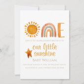 第1誕生日水彩太陽とレインボーボホ 招待状 (正面)