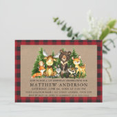 第1誕生日水彩木地動物素朴 招待状 (スタンド正面)