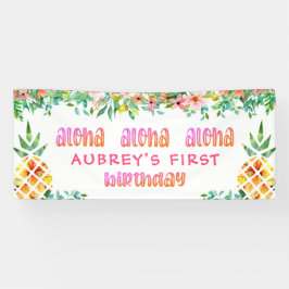 第1誕生日熱帯性パイナップルフローラ 横断幕