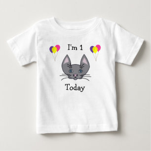 第1誕生日猫のTシャツ ベビーTシャツ