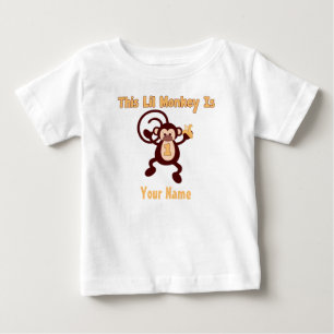 第1誕生日猿のパーソナライズなTシャツ ベビーTシャツ