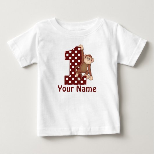 第1誕生日猿のTシャツ ベビーTシャツ (正面)