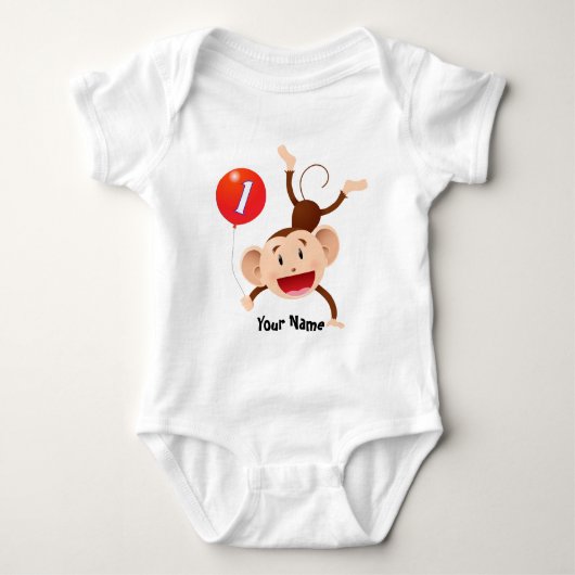 第1誕生日猿はカスタマイズ ベビーボディスーツ (正面)