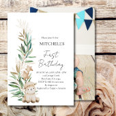 第1誕生日甘い小さなラムの緑の写真 招待状