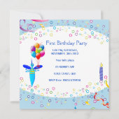 第1誕生日第1少年ブルーバルーンのバグ2 招待状 (裏面)