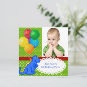 第1誕生日第1期恐竜グリーンブルーボーイ 招待状 (スタンド正面)