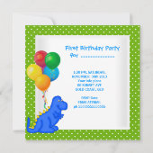 第1誕生日第1期恐竜グリーンブルーボーイ 招待状 (裏面)