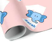 第1誕生日象の歳のカスタムな女の子の名前 ラッピングペーパー (ロールコーナー)