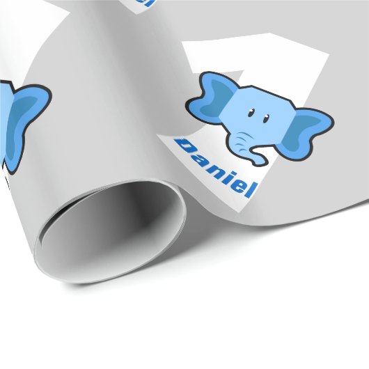 第1誕生日象の歳のカスタムな男の子の名前 ラッピングペーパー (ロールコーナー)