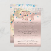 第1誕生日赤ちゃんシャワーエレファント金ゴールド紙吹雪 招待状 (正面/裏面)