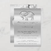 第1誕生日赤ちゃんシャワーグレー象バルーン 招待状 (正面/裏面)