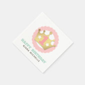 第1誕生日金ゴールドプリンセスクラウン&シャビーピンク スタンダードカクテルナプキン (角)