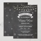 第1誕生日1の不思議の国のOnederlandのパーティーの招待 招待状 (正面/裏面)