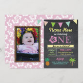 第1誕生日1アロハトロピカルフォトパーティー招待状 招待状 (正面/裏面)