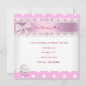 第1誕生日1stガールホワイトピンクカップケーキベビー6 招待状 (裏面)